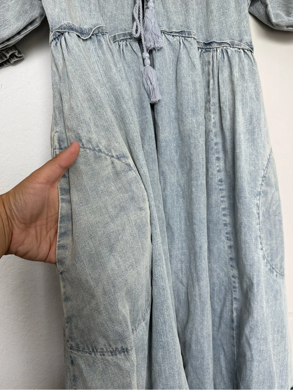 FREE PEOPLE ONE AND ONLY MAXI DRESS LIGHT DENIM BLUE WOMENS XS
